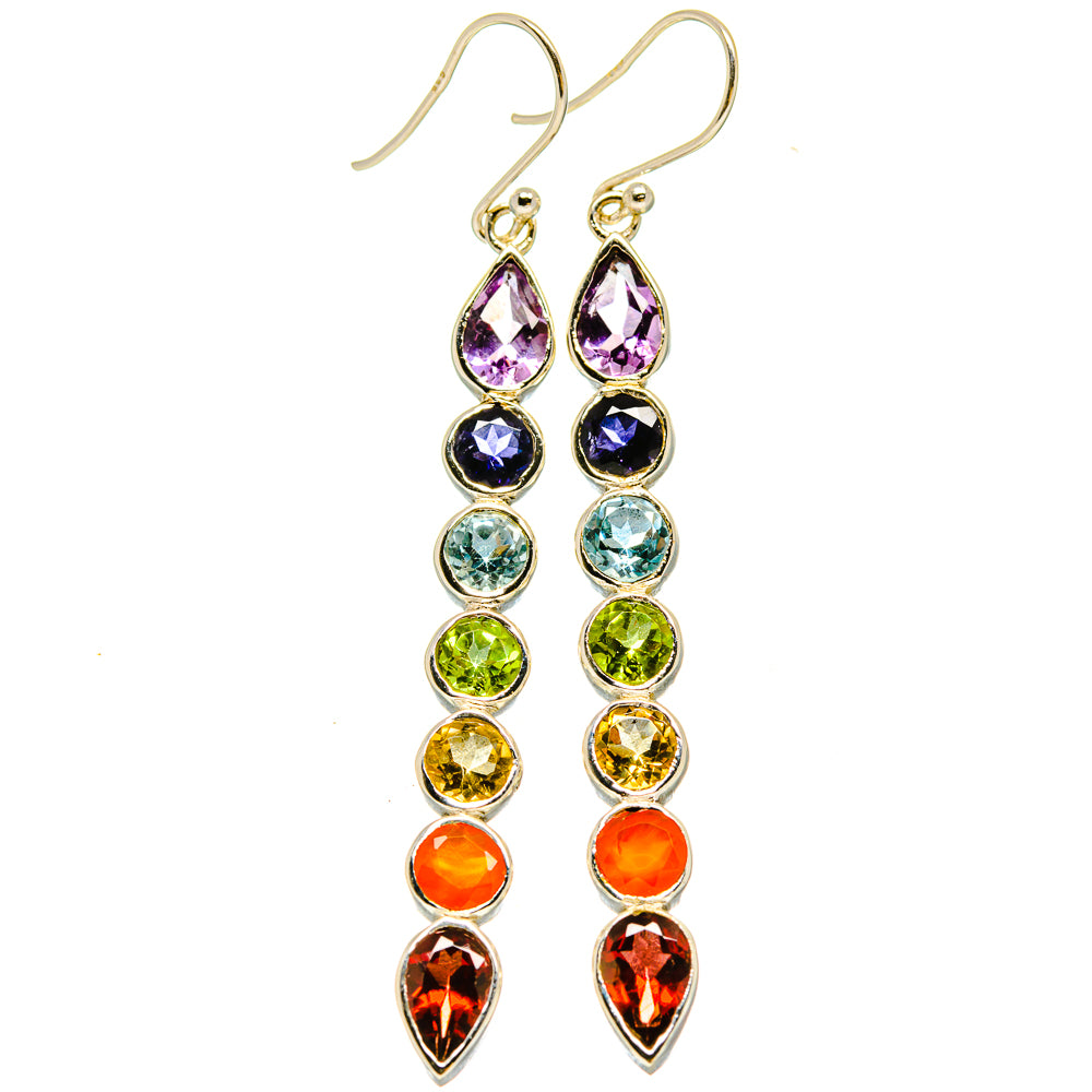 Multi-Stone Chakra Earrings handcrafted by Ana Silver Co - EARR415327