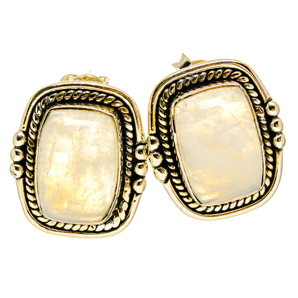Rainbow Moonstone Earrings handcrafted by Ana Silver Co - EARR415401