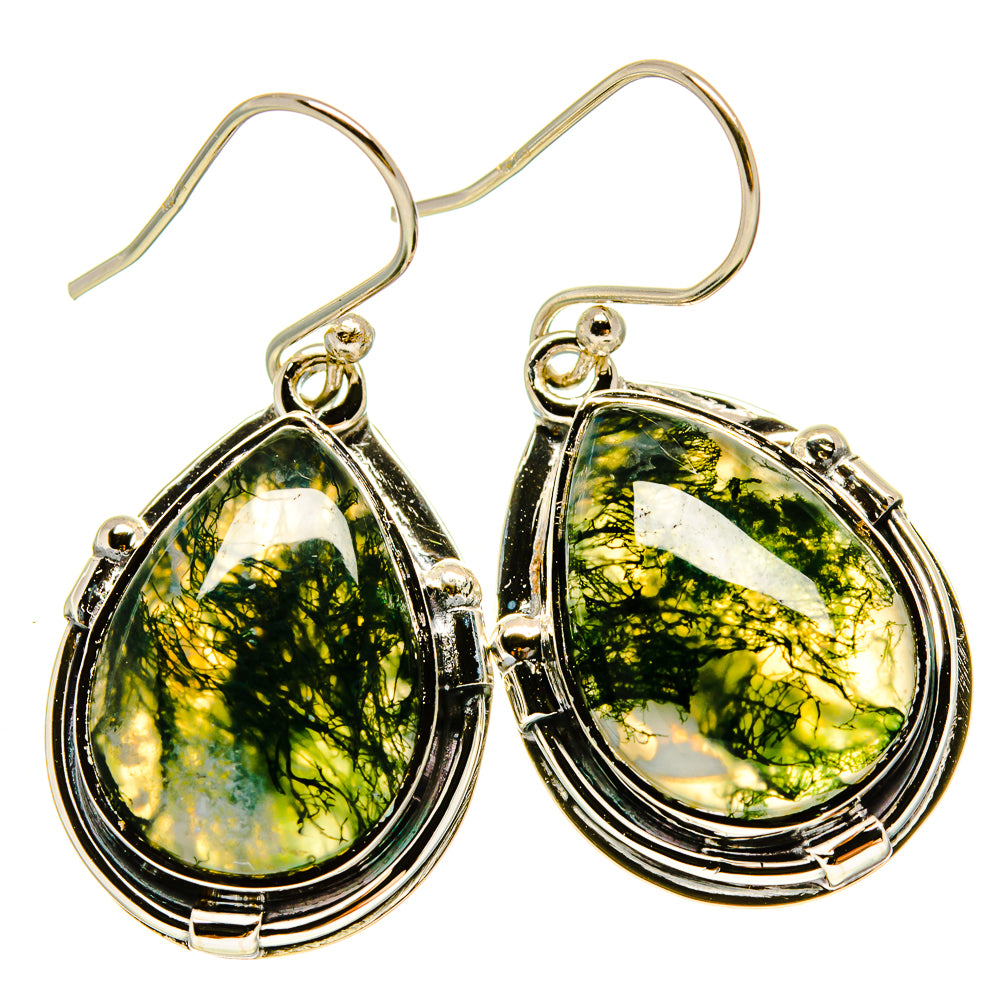 Green Moss Agate Earrings handcrafted by Ana Silver Co - EARR415406