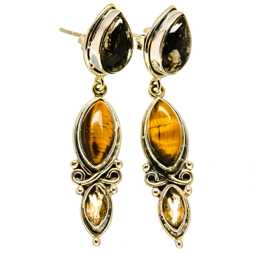 Tiger Eye Earrings handcrafted by Ana Silver Co - EARR415413