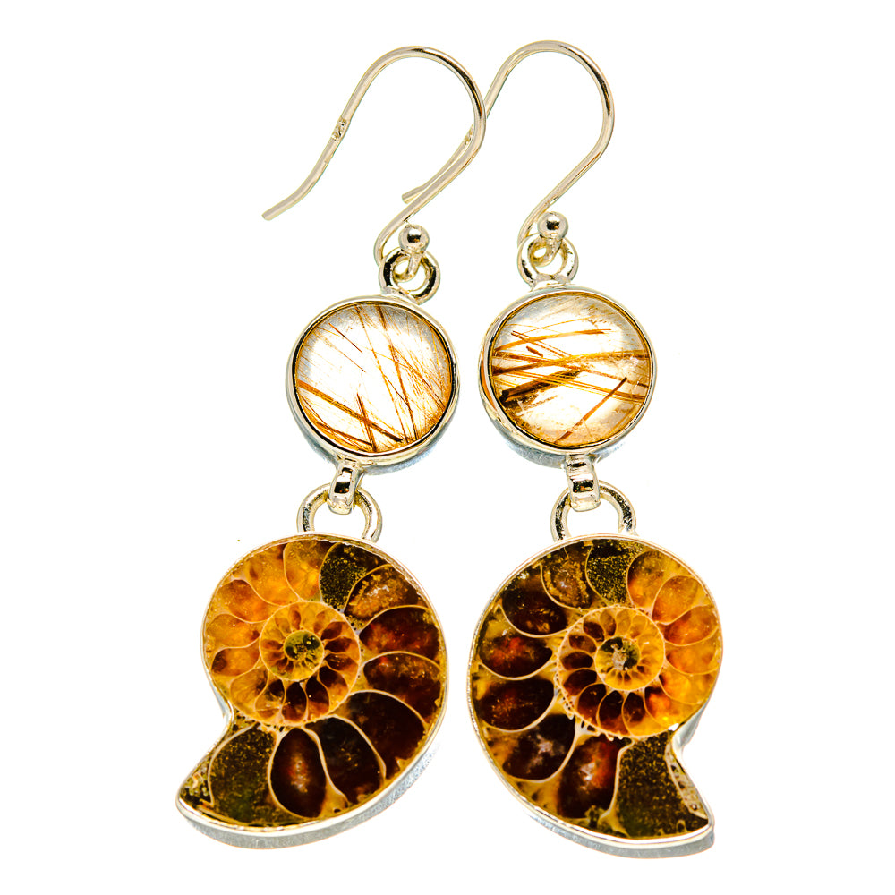 Ammonite Fossil Earrings handcrafted by Ana Silver Co - EARR415494