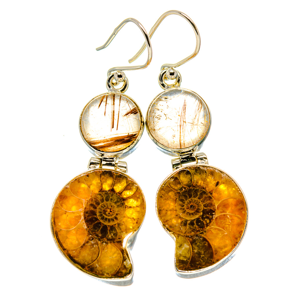 Ammonite Fossil Earrings handcrafted by Ana Silver Co - EARR415611