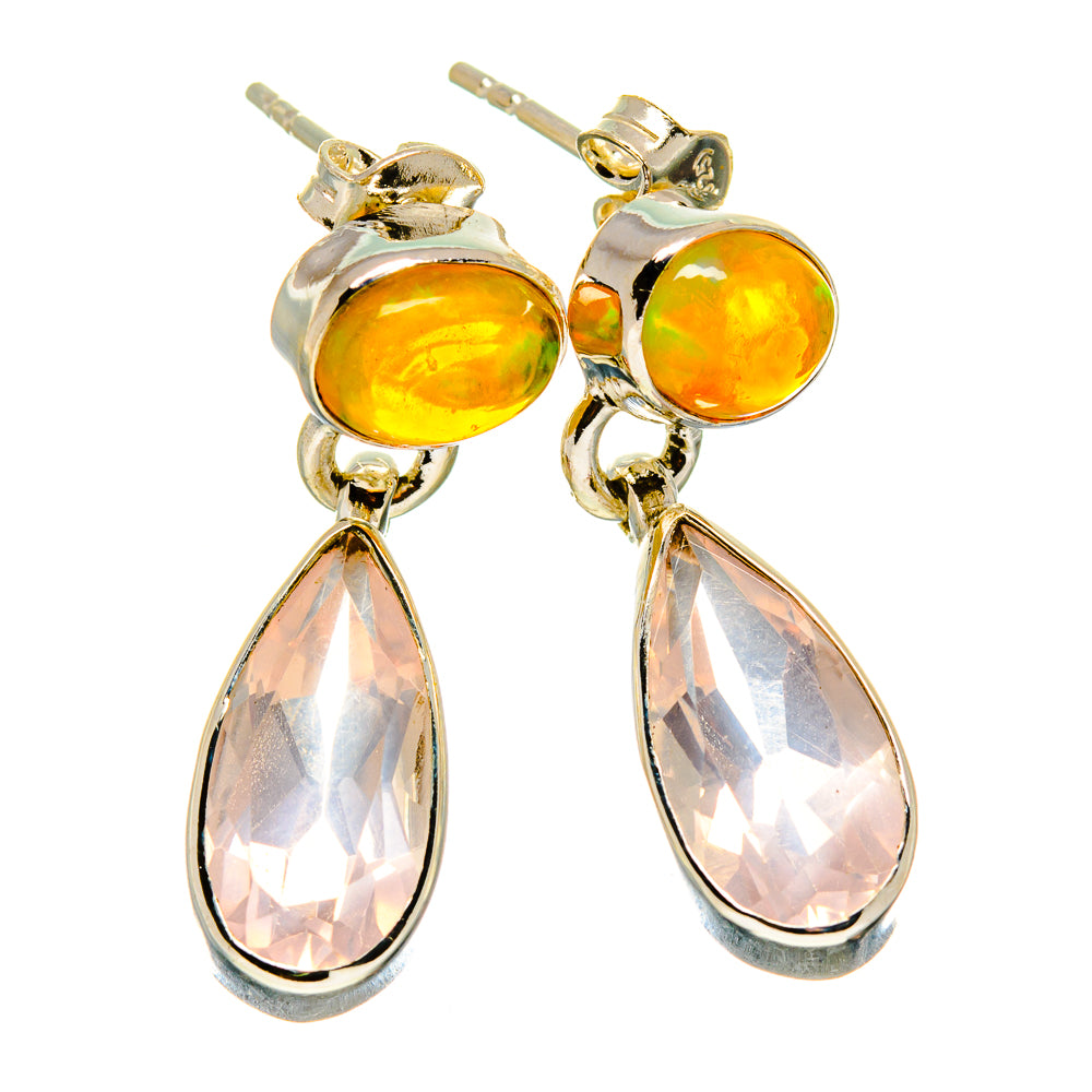 Rose Quartz Earrings handcrafted by Ana Silver Co - EARR415641