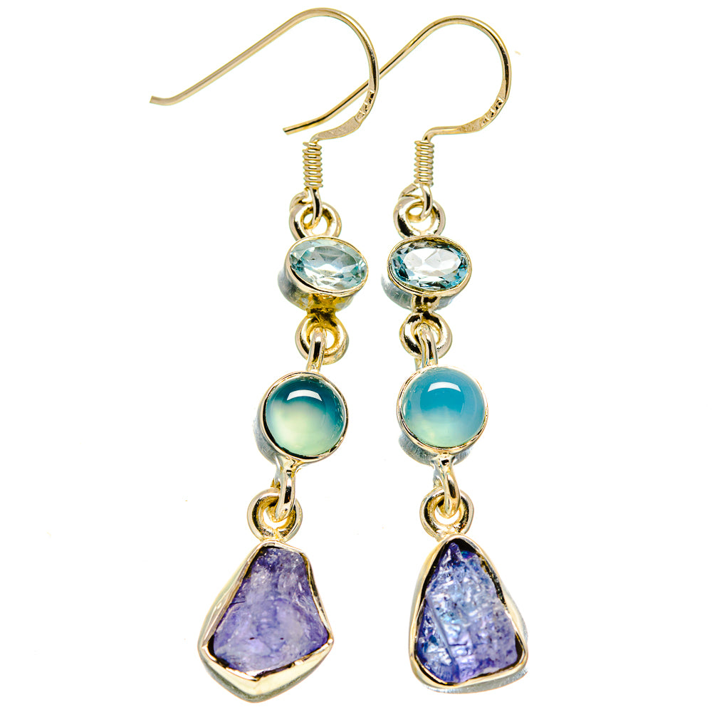 Tanzanite, Aqua Chalcedony, Blue Topaz Earrings handcrafted by Ana Silver Co - EARR415708