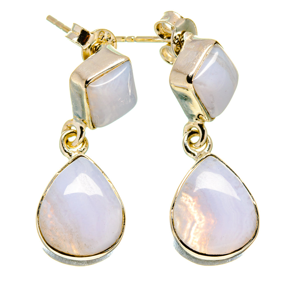 Blue Lace Agate Earrings handcrafted by Ana Silver Co - EARR415729