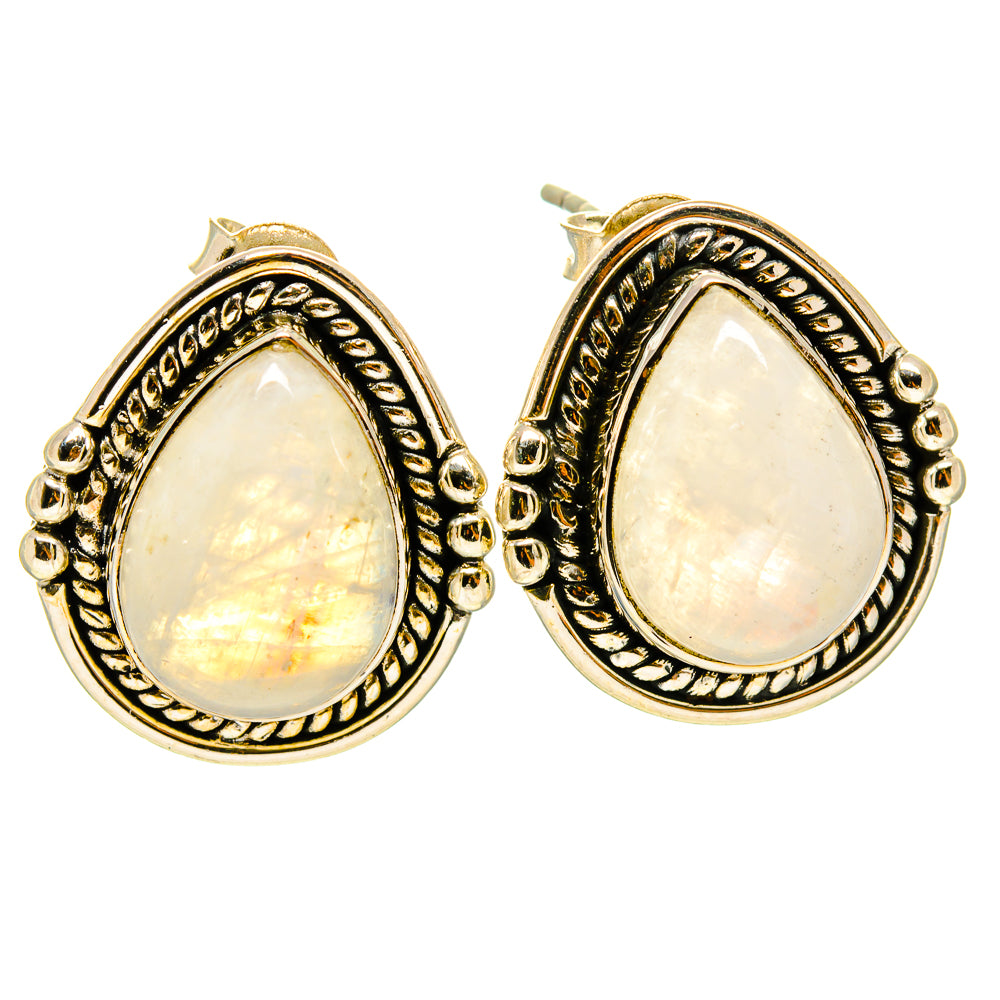 Rainbow Moonstone Earrings handcrafted by Ana Silver Co - EARR415732