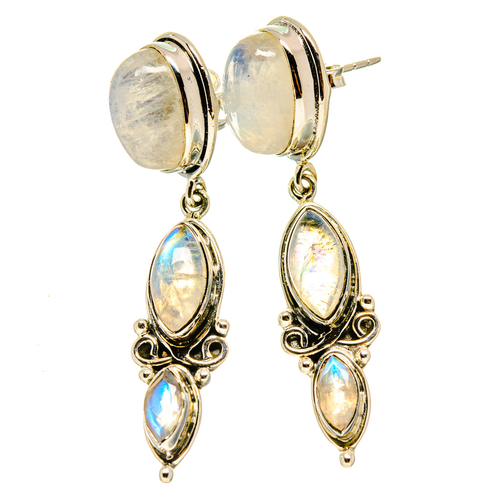 Rainbow Moonstone Earrings handcrafted by Ana Silver Co - EARR415736