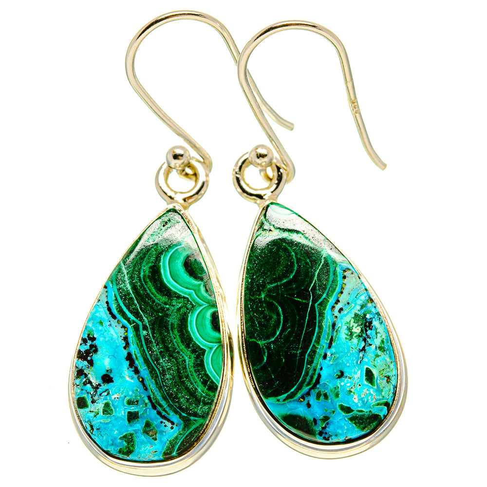 Malachite In Chrysocolla Earrings handcrafted by Ana Silver Co - EARR415762