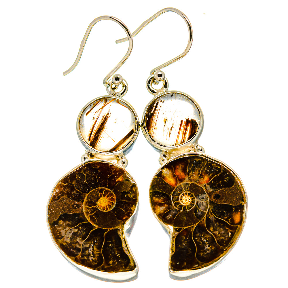 Ammonite Fossil Earrings handcrafted by Ana Silver Co - EARR415863