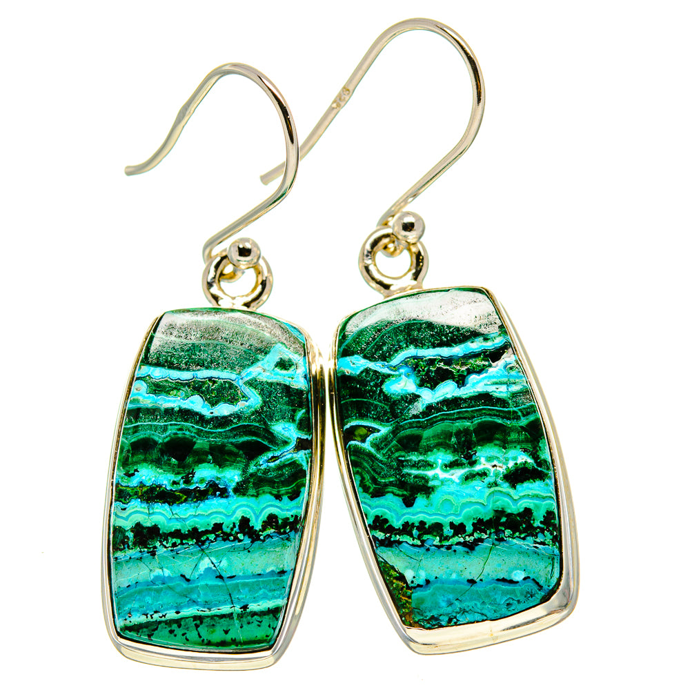Malachite In Chrysocolla Earrings handcrafted by Ana Silver Co - EARR415940