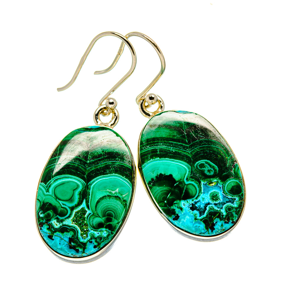 Malachite In Chrysocolla Earrings handcrafted by Ana Silver Co - EARR416041