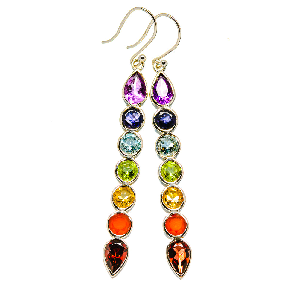 Multi-Stone Chakra Earrings handcrafted by Ana Silver Co - EARR416059 - Photo 2