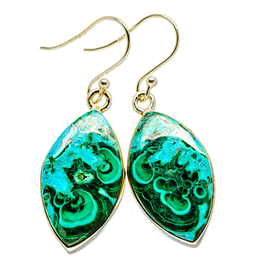 Malachite In Chrysocolla Earrings handcrafted by Ana Silver Co - EARR416096