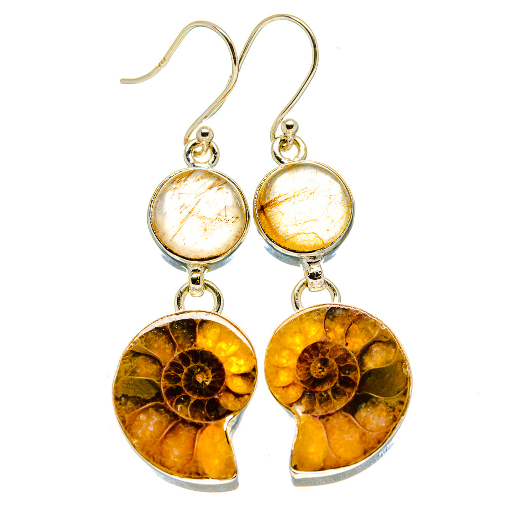 Ammonite Fossil Earrings handcrafted by Ana Silver Co - EARR416104