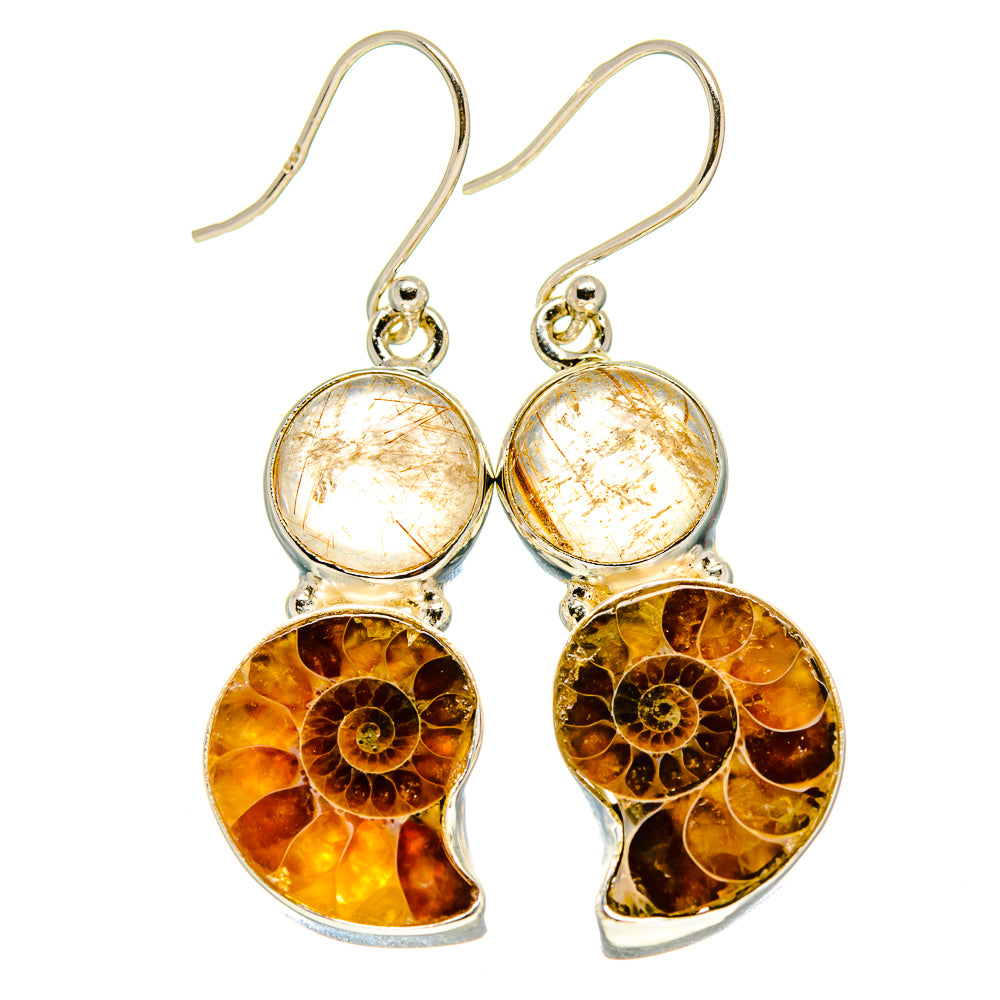 Ammonite Fossil Earrings handcrafted by Ana Silver Co - EARR416109