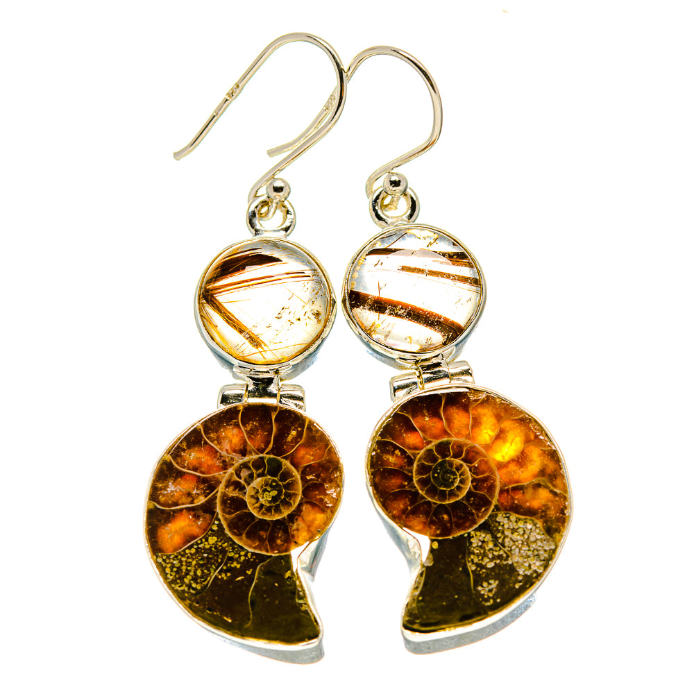 Ammonite Fossil Earrings handcrafted by Ana Silver Co - EARR416114