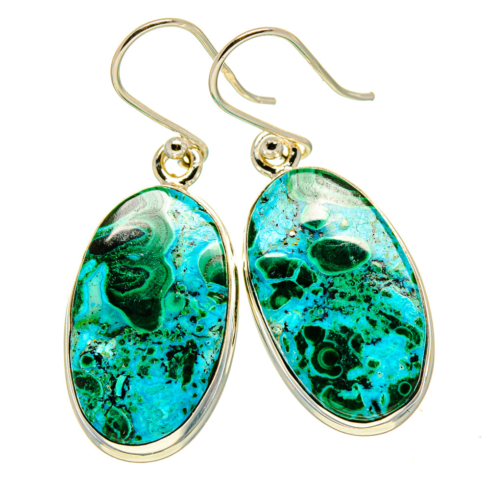 Malachite In Chrysocolla Earrings handcrafted by Ana Silver Co - EARR416191