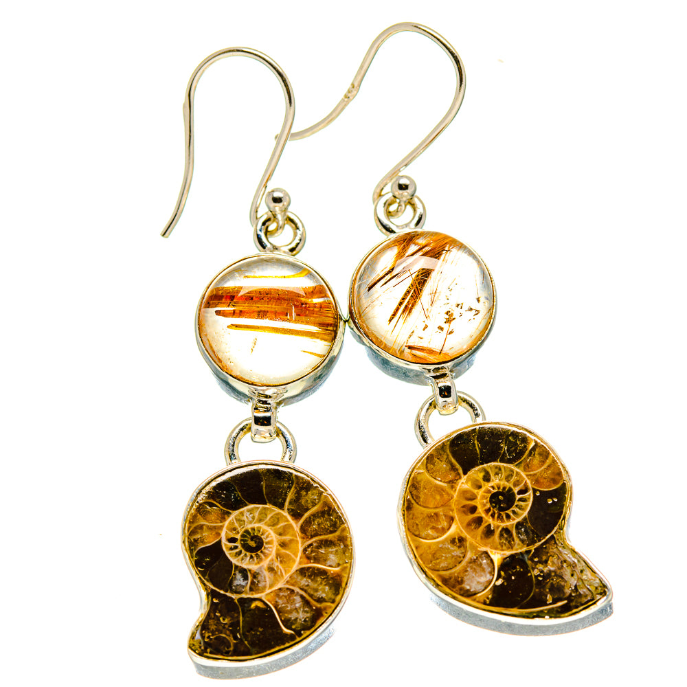 Ammonite Fossil Earrings handcrafted by Ana Silver Co - EARR416229