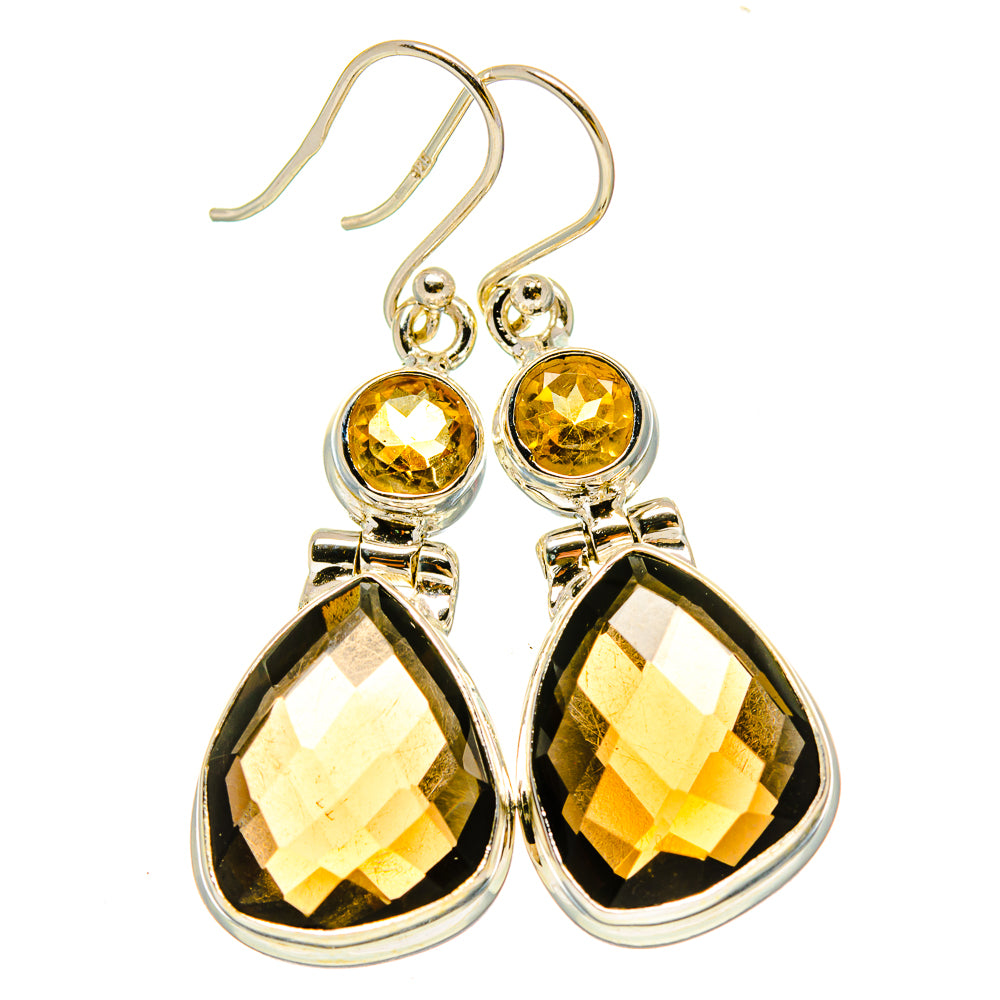 Smoky Quartz, Citrine Earrings handcrafted by Ana Silver Co - EARR416306