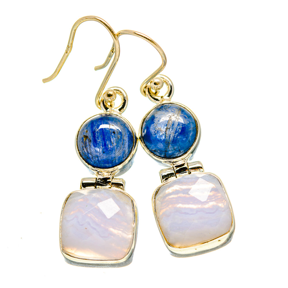 Blue Lace Agate, Kyanite Earrings handcrafted by Ana Silver Co - EARR416320