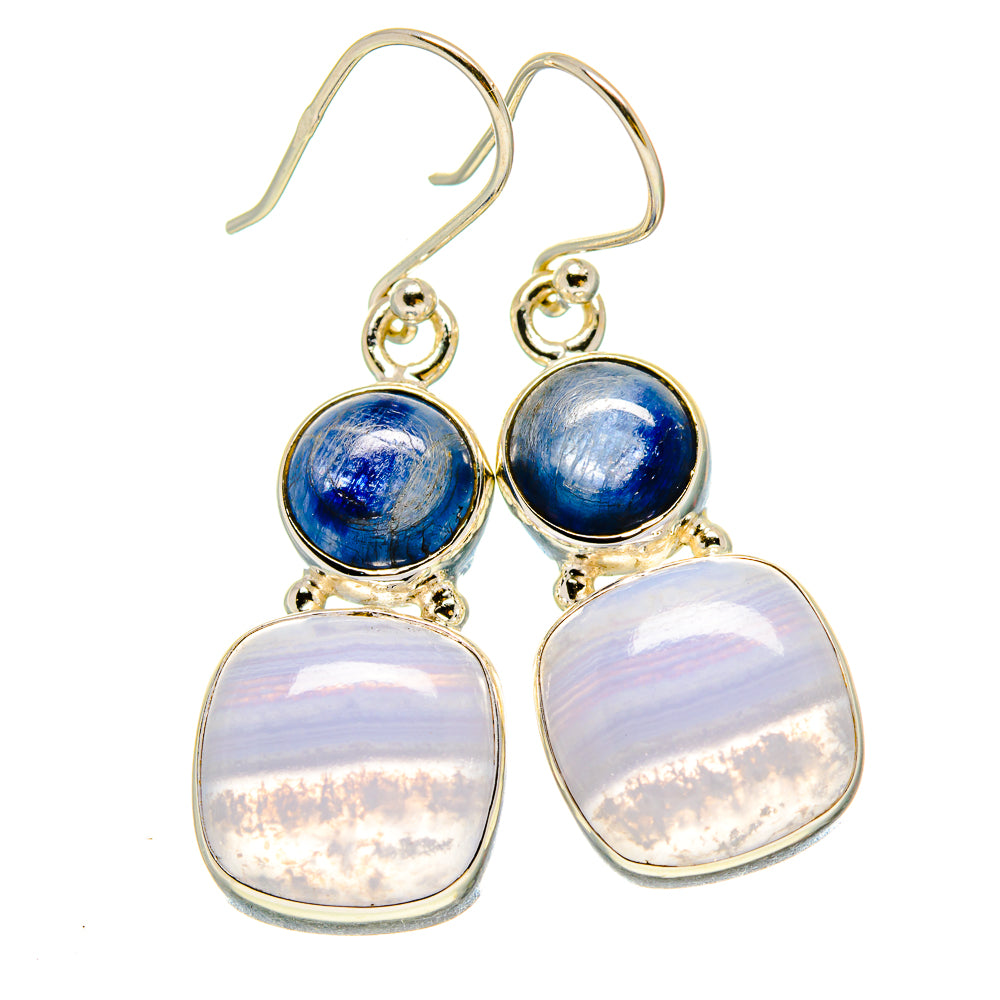 Blue Lace Agate, Kyanite Earrings handcrafted by Ana Silver Co - EARR416327