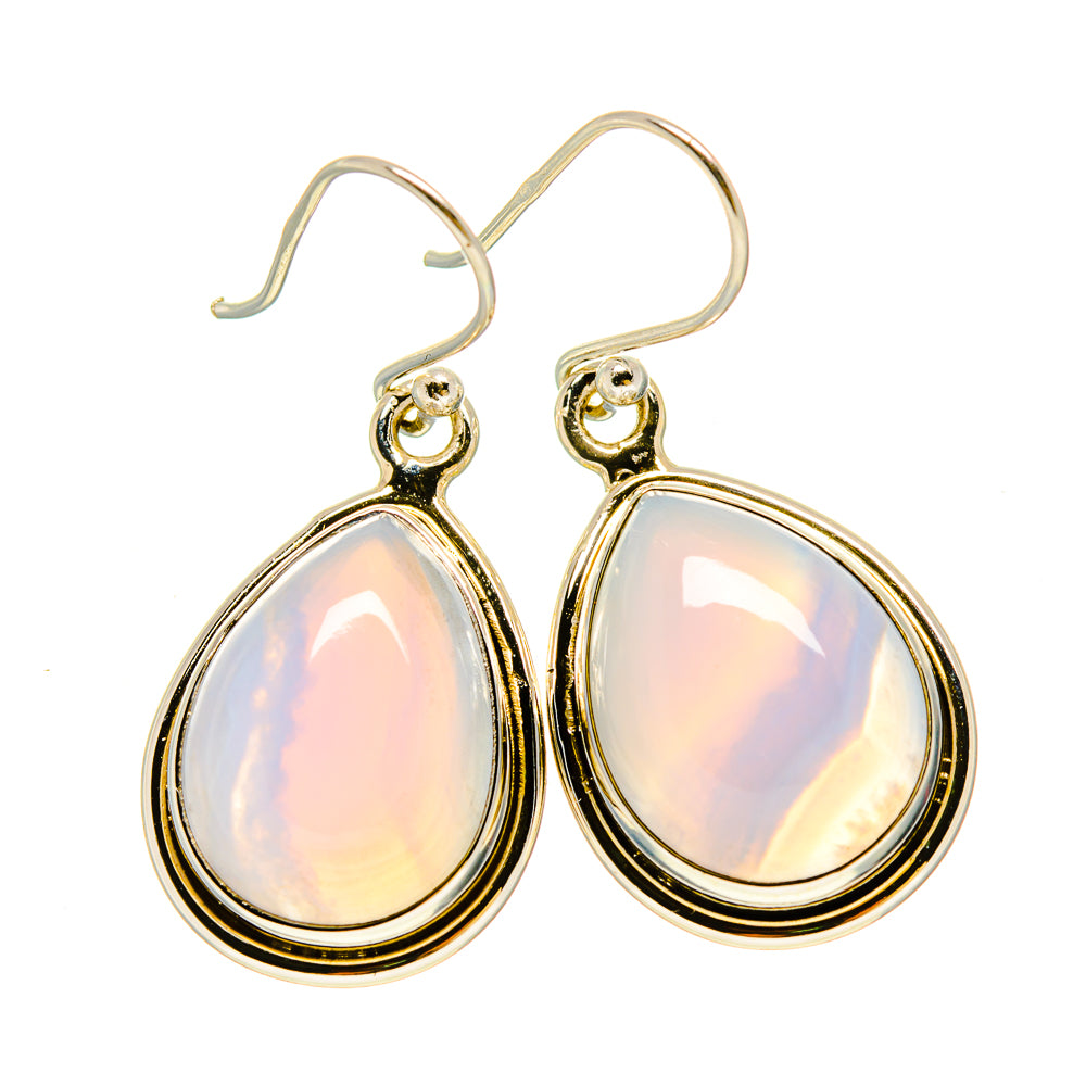 Teardrop opal-style earrings with gold-tone bezel and fishhook closures