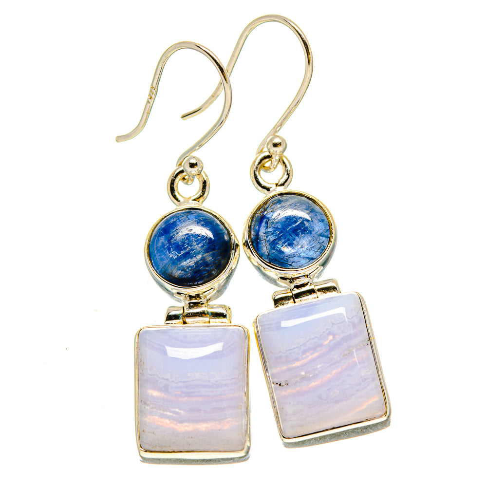 Blue Lace Agate, Kyanite Earrings handcrafted by Ana Silver Co - EARR416341