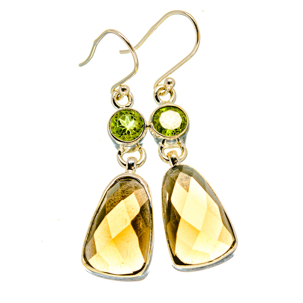 Smoky Quartz, Peridot Earrings handcrafted by Ana Silver Co - EARR416345