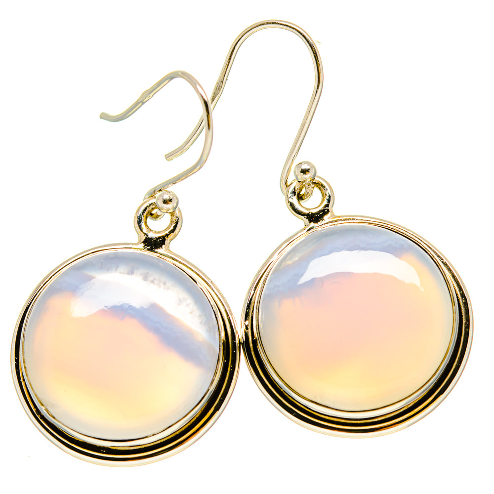 Pair of round blue lace agate dangle earrings, 925 sterling silver, open hook