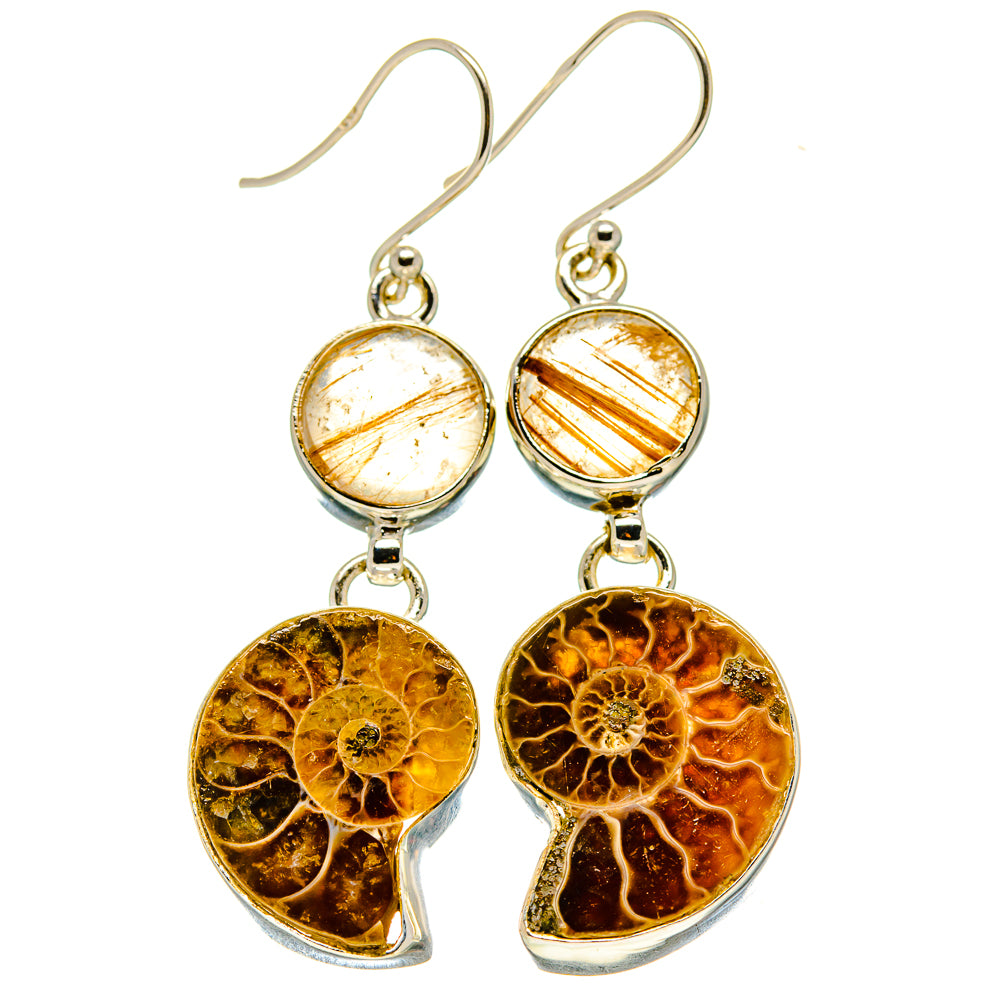 Ammonite Fossil Earrings handcrafted by Ana Silver Co - EARR416403