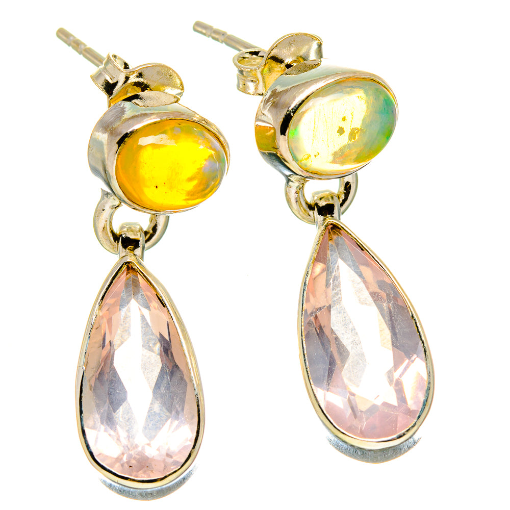 Rose Quartz Earrings handcrafted by Ana Silver Co - EARR416439