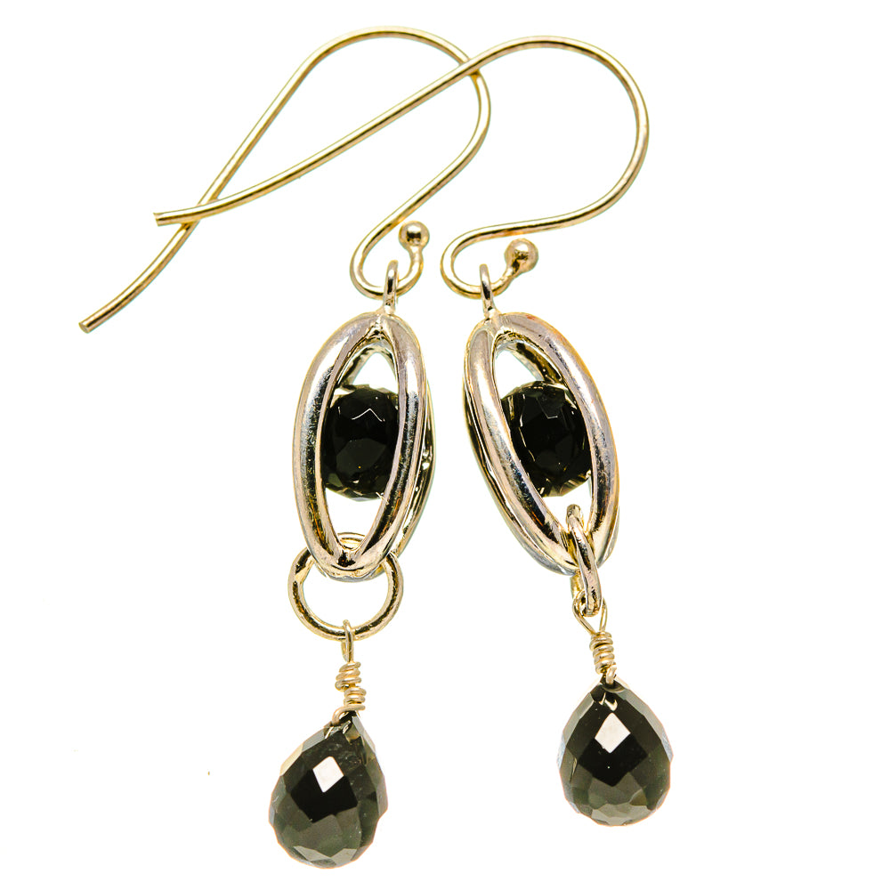 Sterling silver onyx earrings, oval black studs with teardrop dangles and hooks