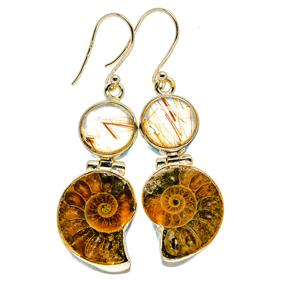 Ammonite Fossil Earrings handcrafted by Ana Silver Co - EARR416500