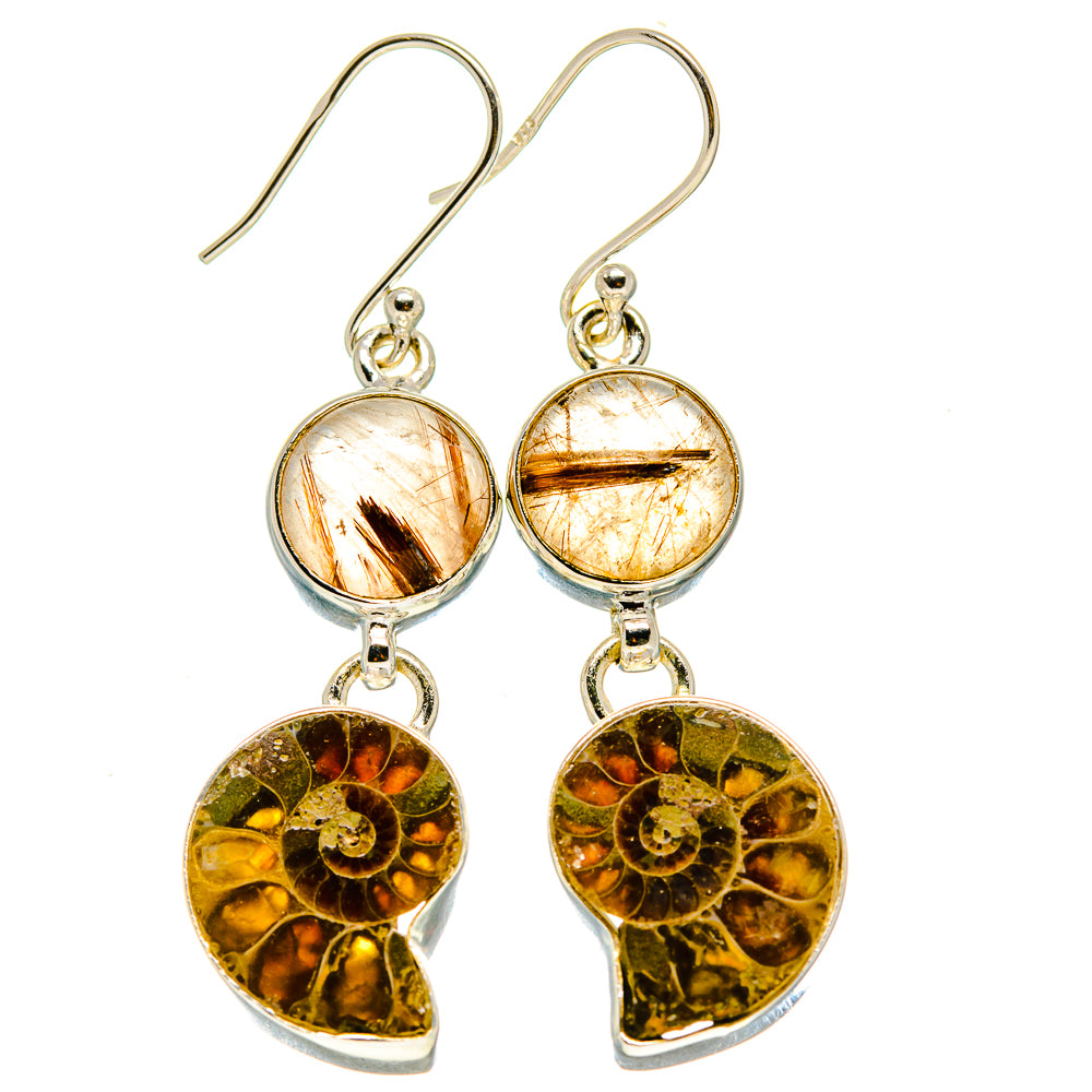 Ammonite Fossil Earrings handcrafted by Ana Silver Co - EARR416523