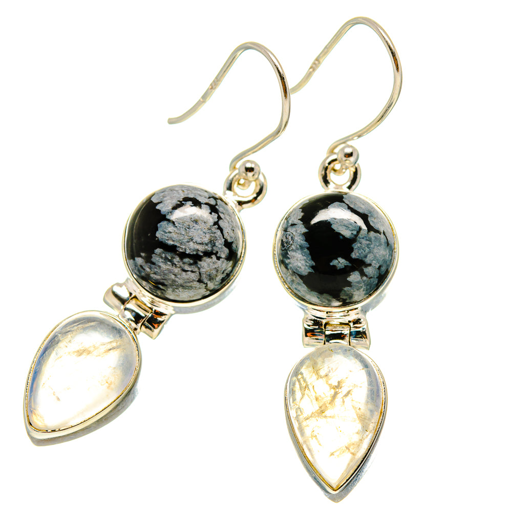 Snowflake Obsidian Earrings handcrafted by Ana Silver Co - EARR416571