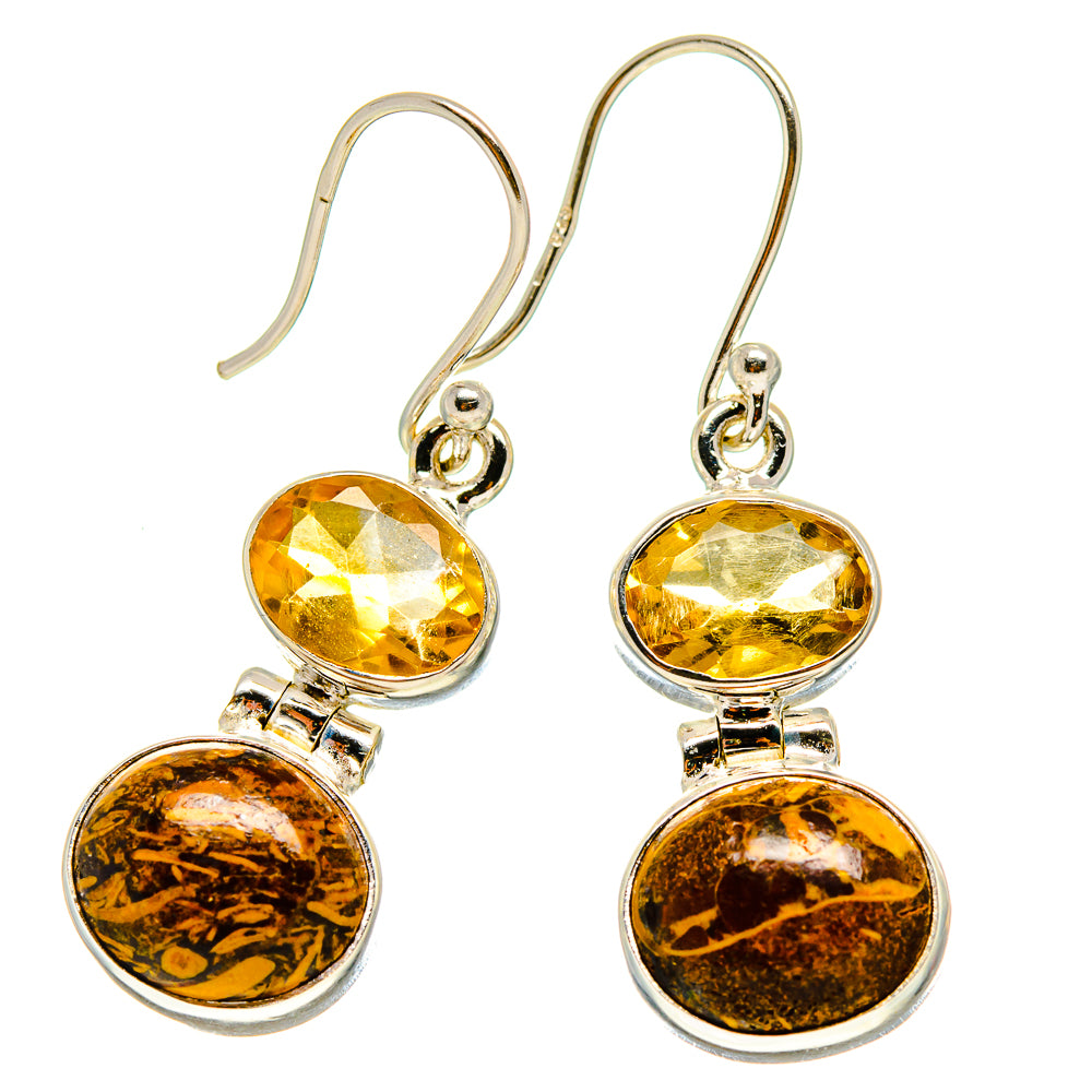 Palm Wood Jasper Earrings handcrafted by Ana Silver Co - EARR416578