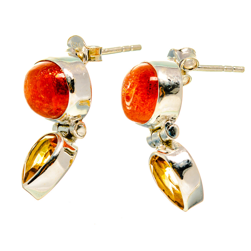 Sunstone Earrings handcrafted by Ana Silver Co - EARR416590
