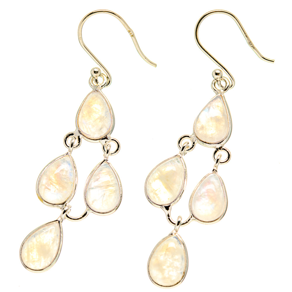 Rainbow Moonstone Earrings handcrafted by Ana Silver Co - EARR416735