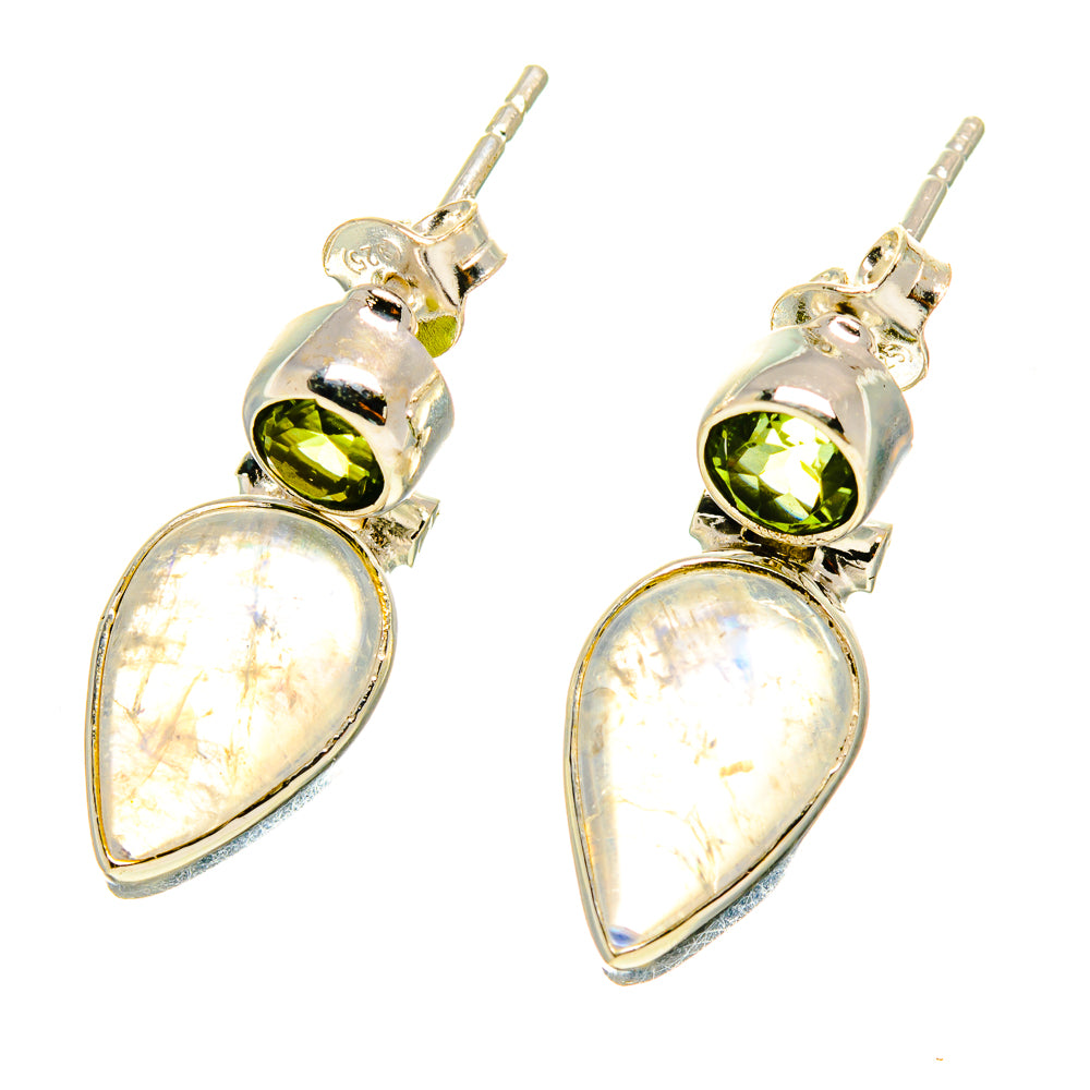Rainbow Moonstone, Peridot Earrings handcrafted by Ana Silver Co - EARR416843