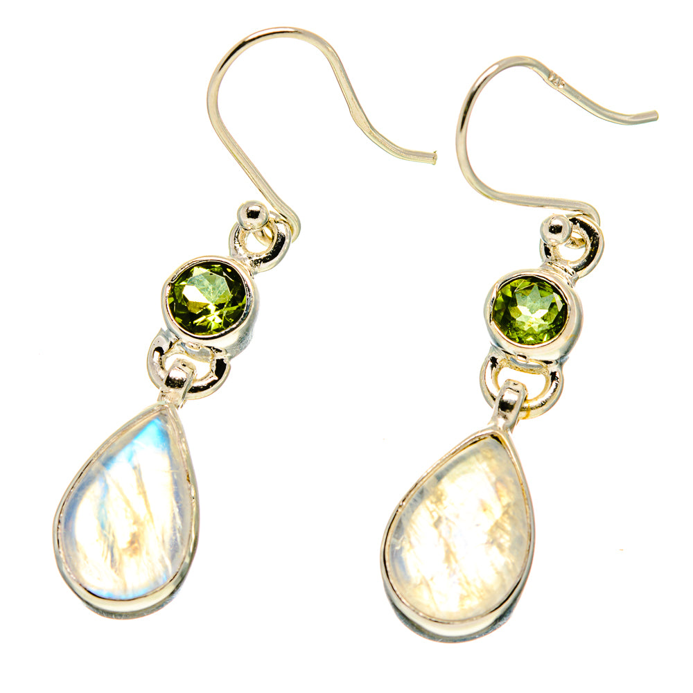 Rainbow Moonstone, Peridot Earrings handcrafted by Ana Silver Co - EARR416850