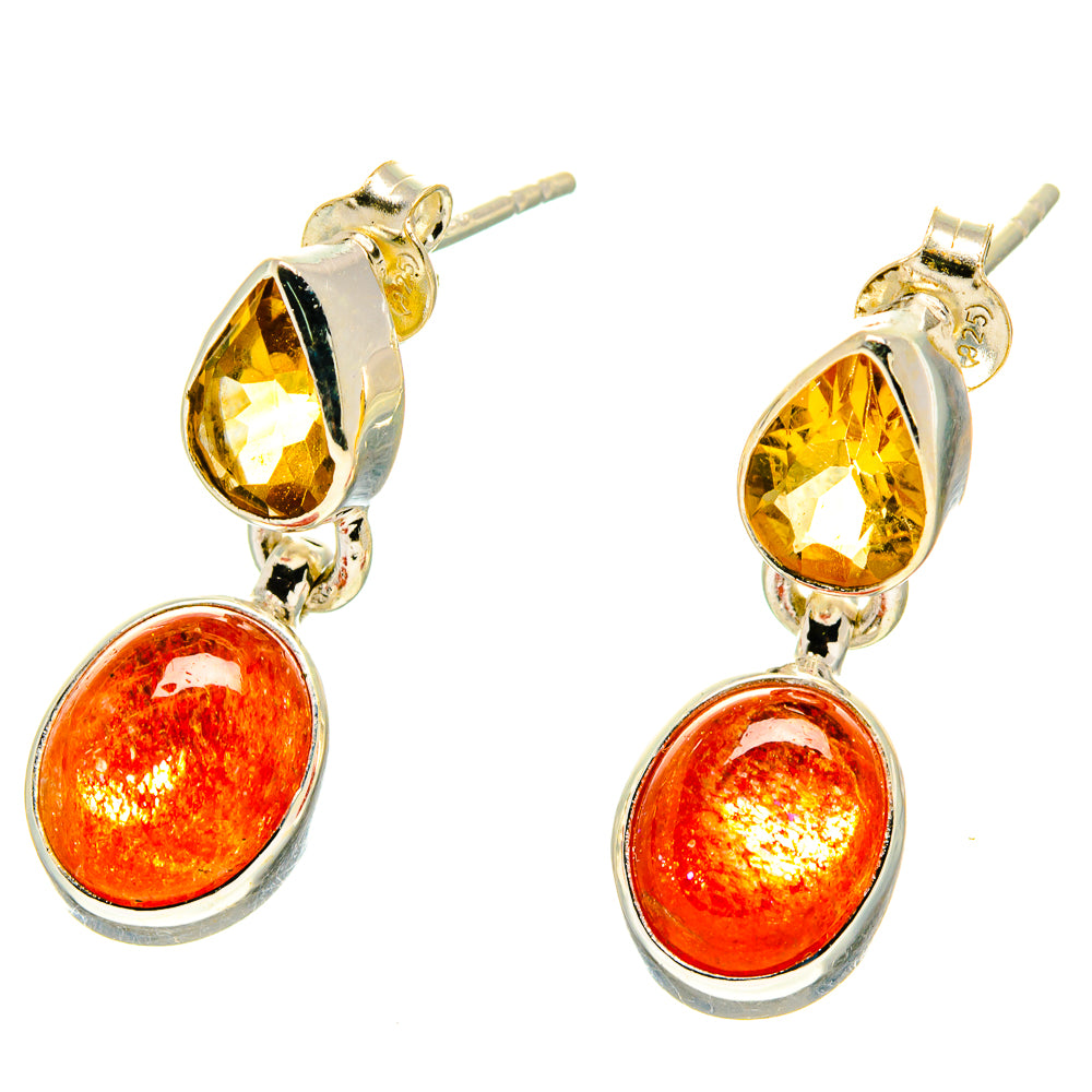 Sunstone, Citrine Earrings handcrafted by Ana Silver Co - EARR416856