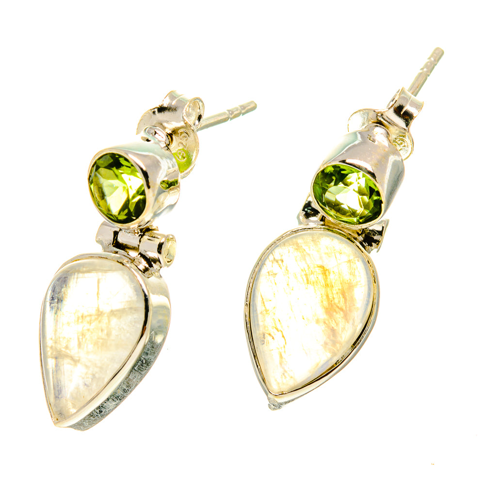 Rainbow Moonstone Earrings handcrafted by Ana Silver Co - EARR416874