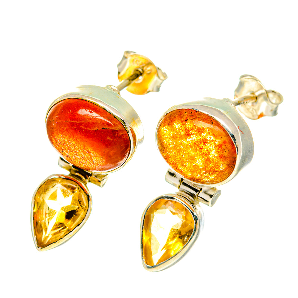Sunstone Earrings handcrafted by Ana Silver Co - EARR417192