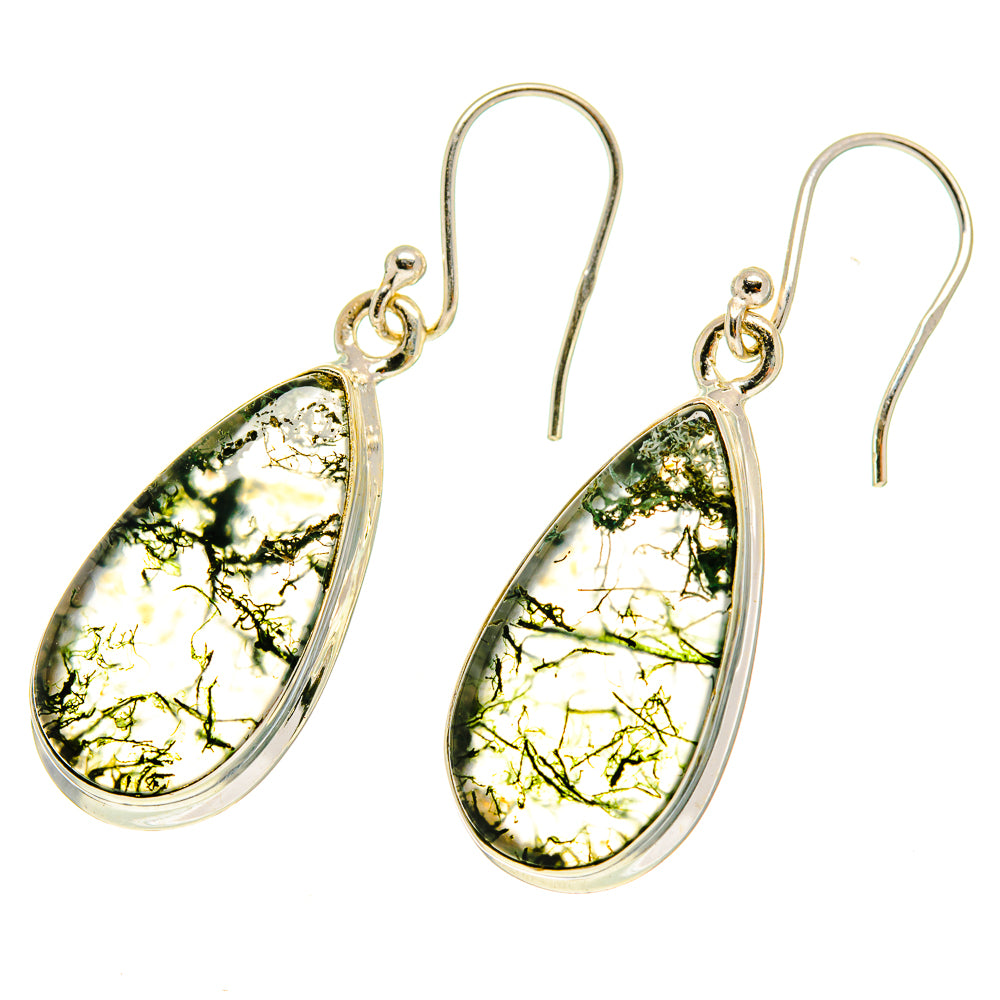 Green Moss Agate Earrings handcrafted by Ana Silver Co - EARR417217