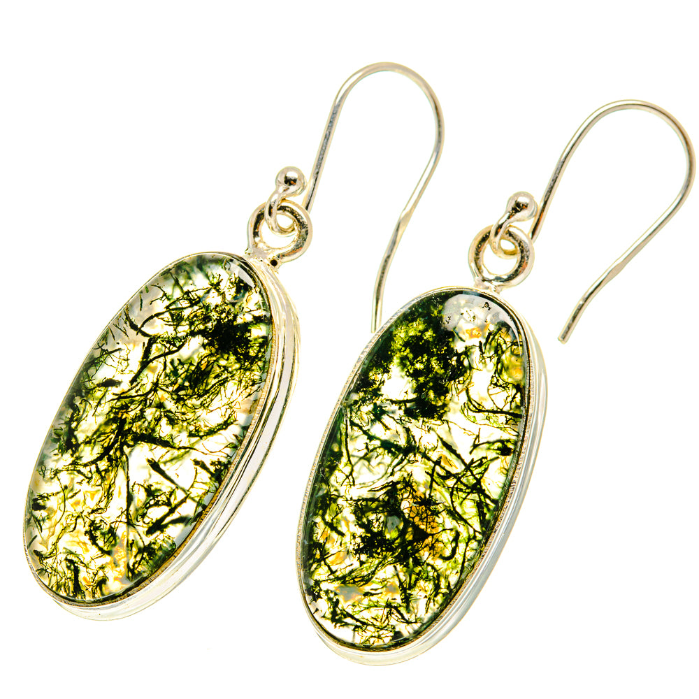 Green Moss Agate Earrings handcrafted by Ana Silver Co - EARR417237