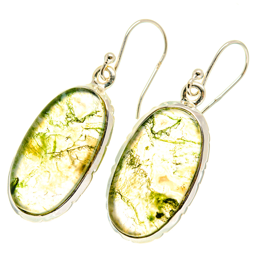 Green Moss Agate Earrings handcrafted by Ana Silver Co - EARR417264