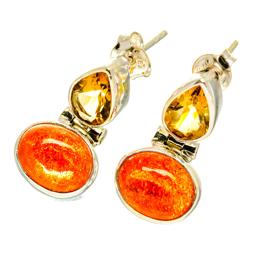 Sunstone Earrings handcrafted by Ana Silver Co - EARR417281