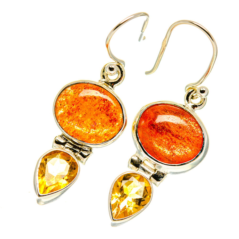 Sunstone Earrings handcrafted by Ana Silver Co - EARR417285