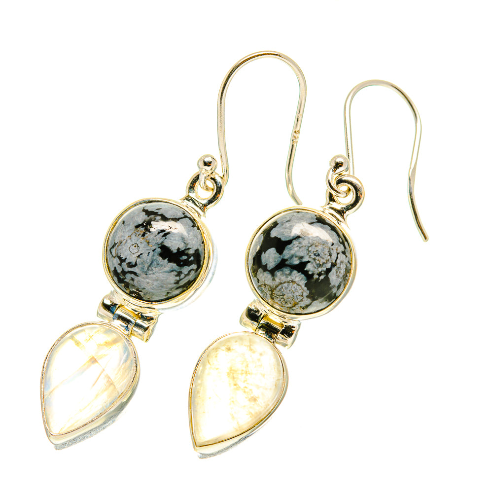 Snowflake Obsidian Earrings handcrafted by Ana Silver Co - EARR417295