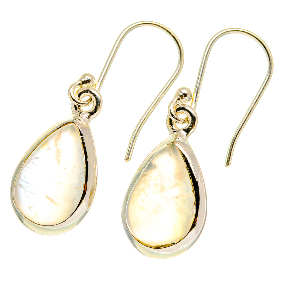 925 sterling silver moonstone teardrop drop earrings with ear wires